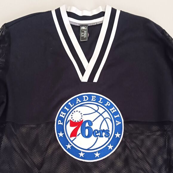 FISLL Philadelphia 76ers Ladies Mesh Fishnet Jersey Top XL Blk Lg Logo Patch - Picture 9 of 11